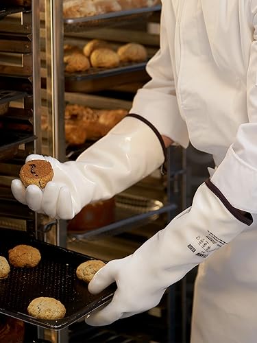 Miniatura 4 de LANON - Guantes de horno de silicona líquida resistentes al calor de 15 pulgadas, grado alimenticio, forro CoralAir, impermeables, extra largos, XL