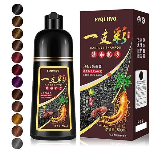 Champú instantáneo de color marrón oscuro, tinte 3 en 1 para hombres y mujeres, cobertura 100% de canas, 16.9 onzas líquidas (marrón oscuro)