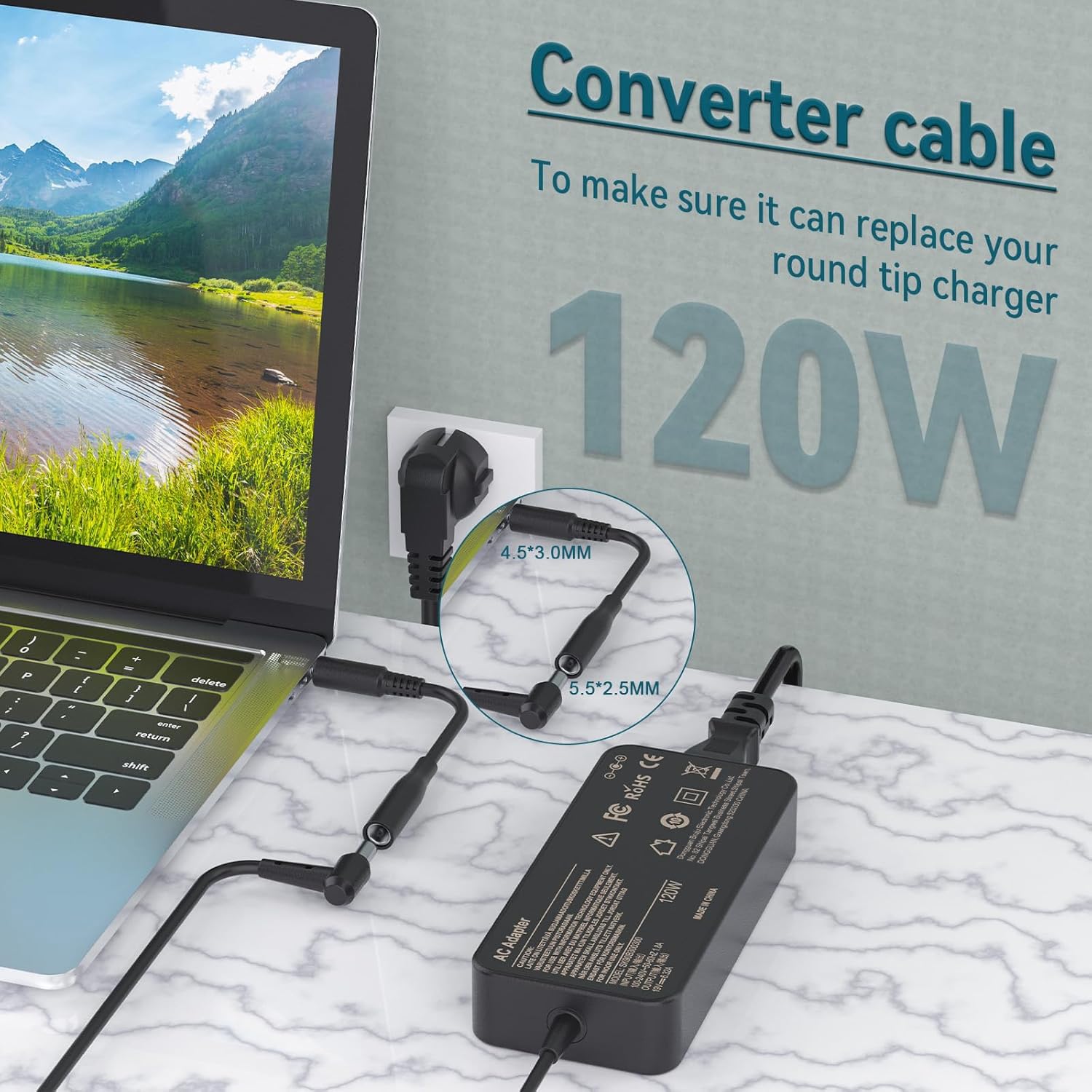 19V 6,32A 120W Alimentatore Caricabatterie per Asus A15-120P1A PA-1121-28 FX504 UX510UW N56J N56VM N56VZ N750 N500 G50 N53S N55