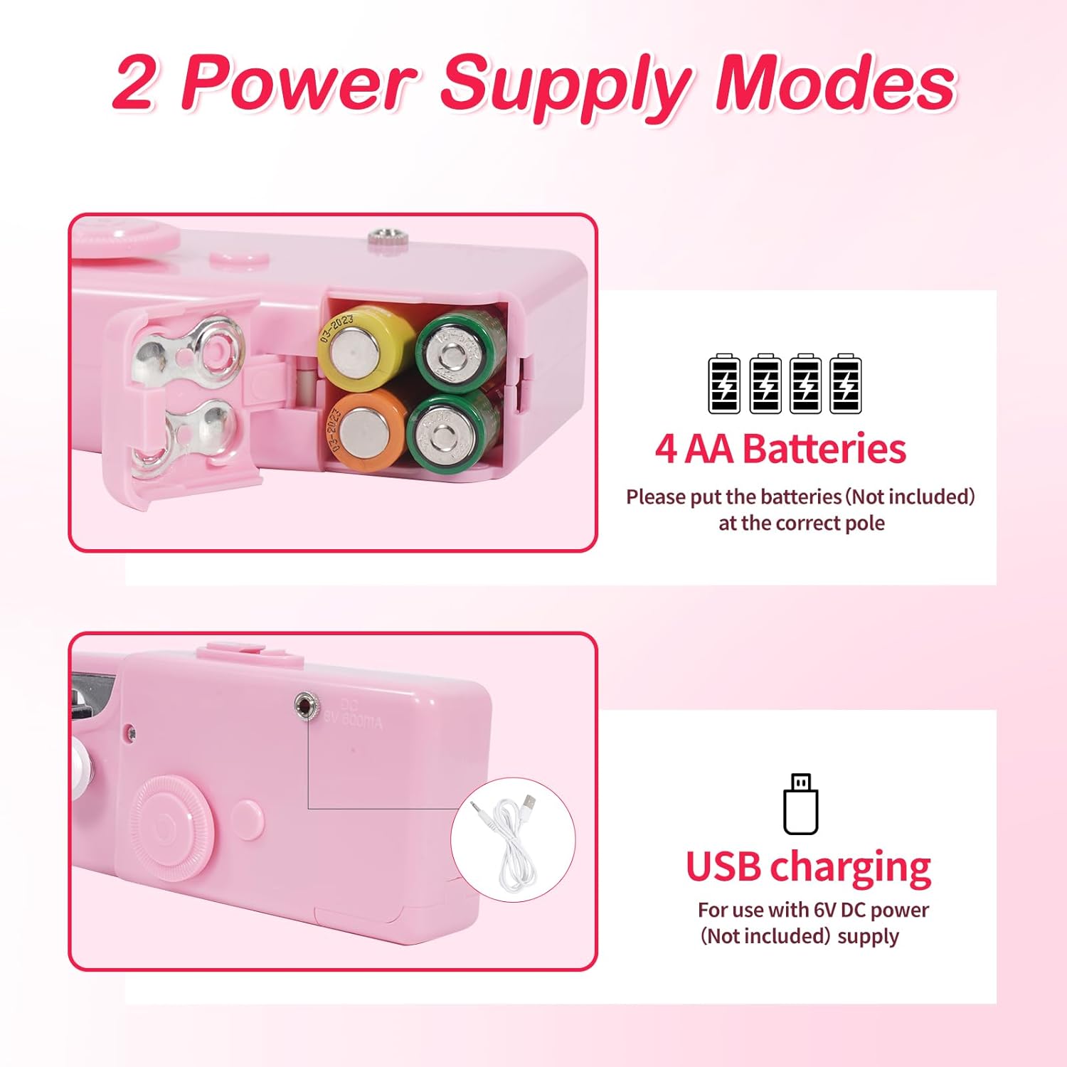 Handheld Sewing Machine, Mini Portable Electric Sewing Tool for Quick Stitching & DIY Crafts. Easy-to-Use Hand Stitcher Sewing Machine Kit for Beginners & Adults, Pink
