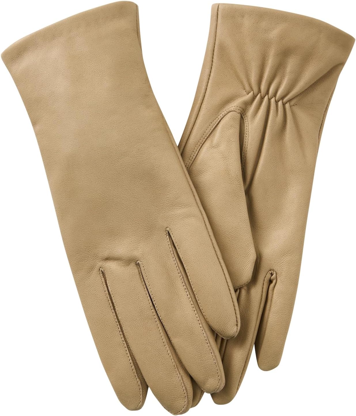 Leather Gloves for Women,Lambskin Premium Wool Lined for Winter, Water-Resistant Driving Gloves