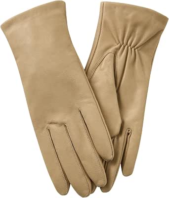 Leather Gloves for Women, Winter Driving Gloves, Genuine Lambskin Wool Lined