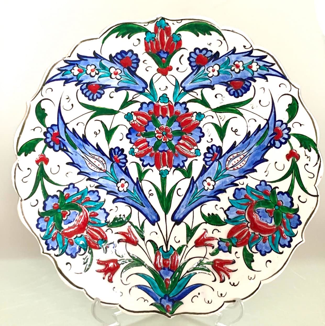 トルコ 絵皿 Amazon | トルコ陶器 トルコ絵皿 トルコ雑貨 手描絵皿 25cm