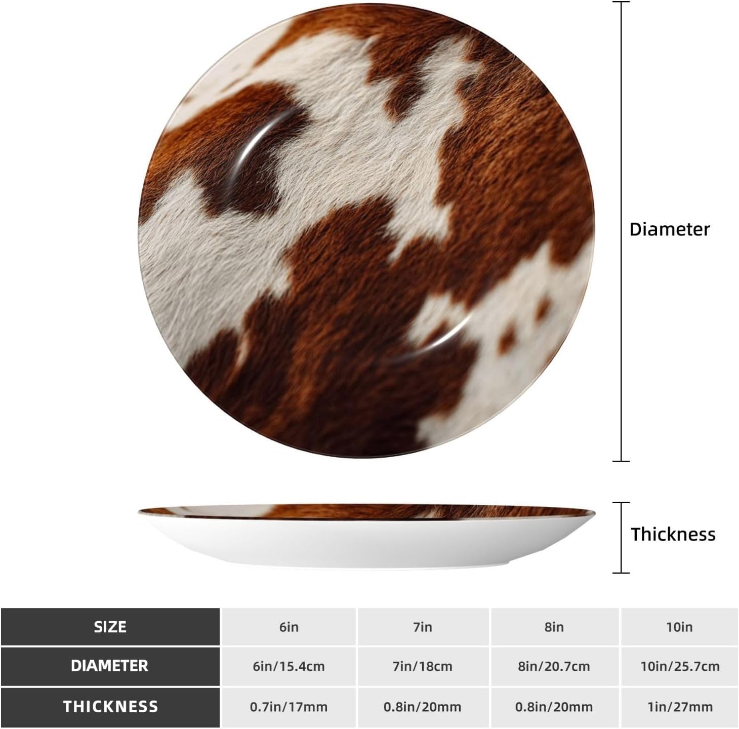 Decorative Plate 10in Bone China Dessert Plates with Display Stand Ceramic Ornament Ceramic Red and white cowhide Decorative Plates Art Crafts Porcelain Plate for Home Club Living Room