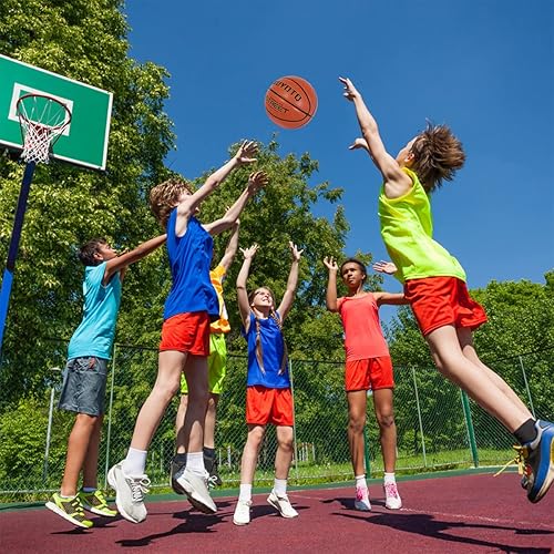Miniatura 3 de KUYOTQ Baloncesto callejero para niños y jóvenes, tamaño 5 para exteriores, 27.5 pulgadas, piel suave, canal profundo, resistente al desgaste,
