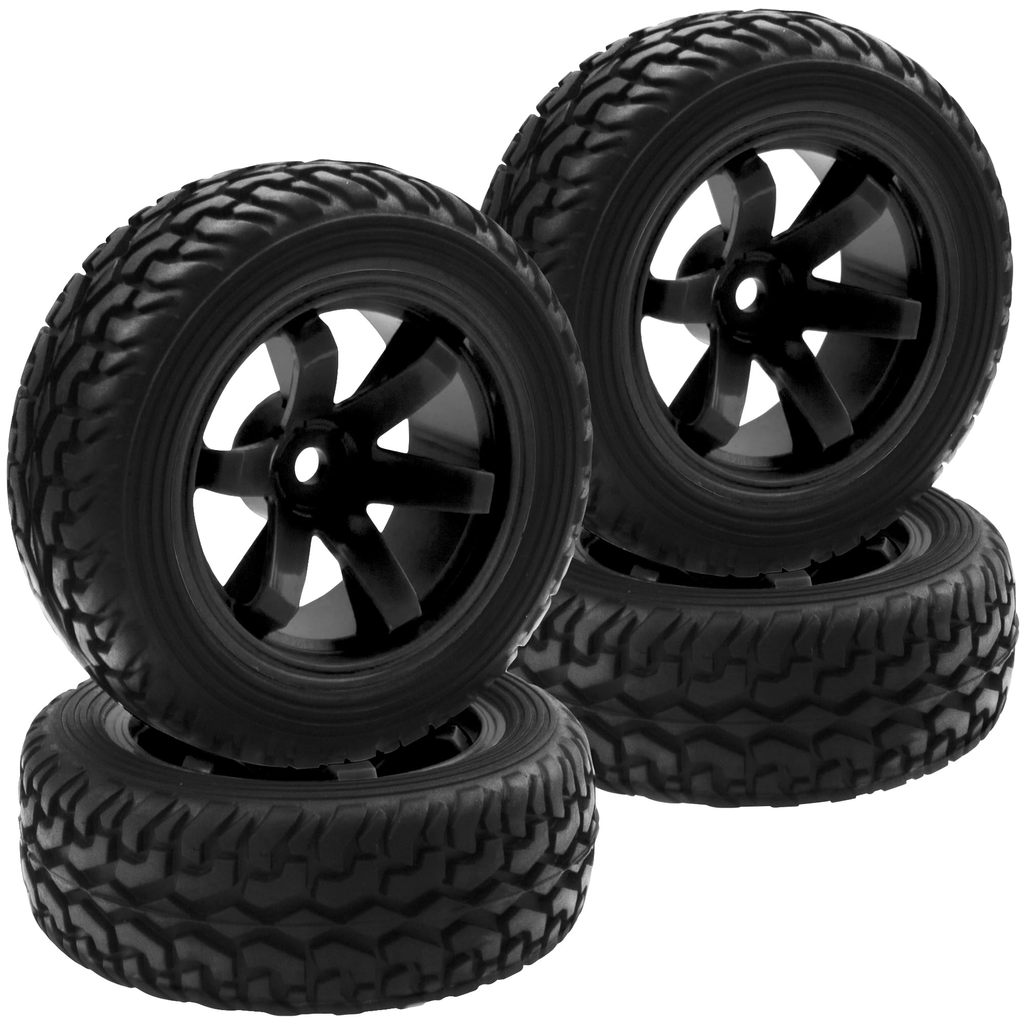 Amazon.com: HIRCQOO 75mm/2.95'' Rubber Tires & Plastic Wheel Rims 12mm ...