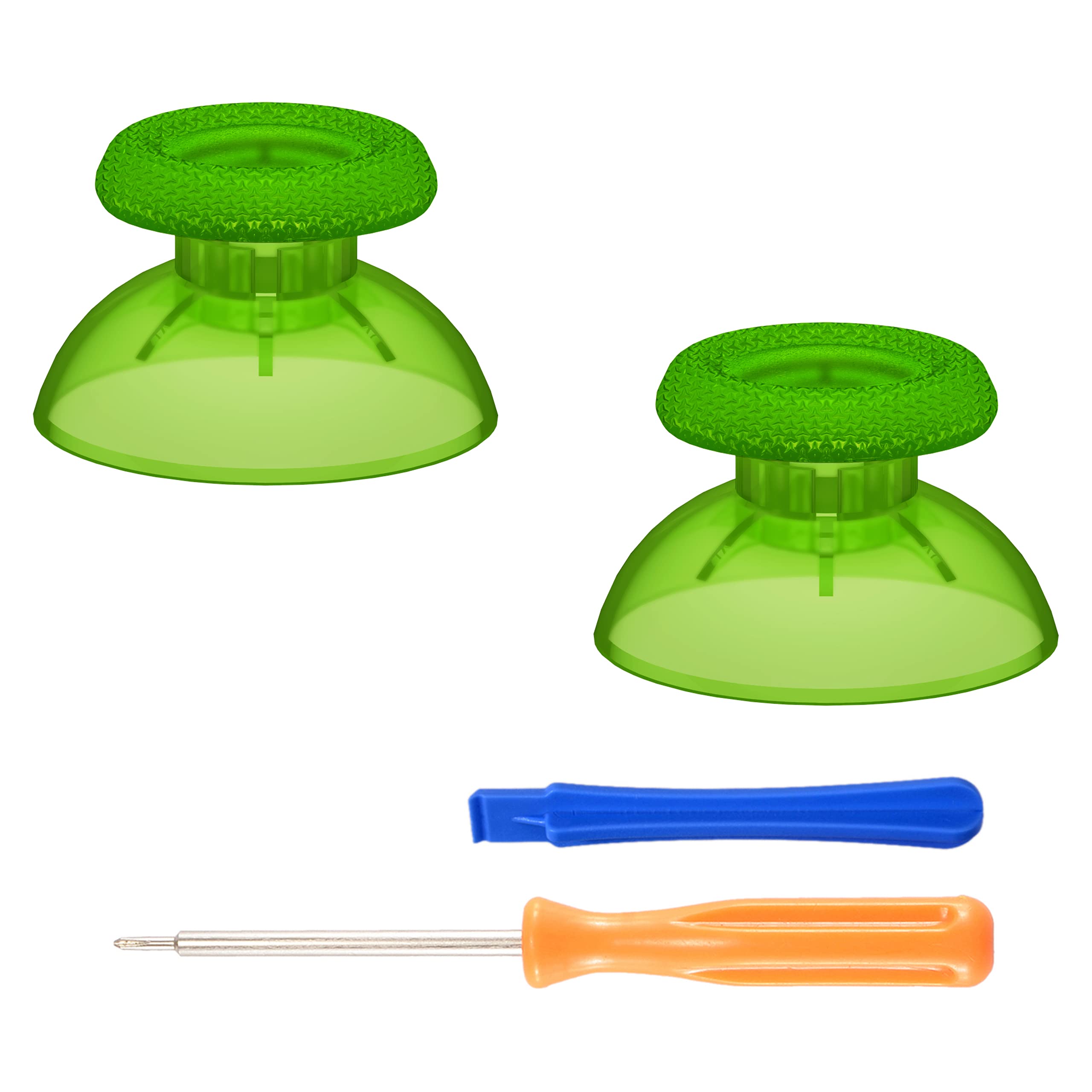 eXtremeRate Clear Green Replacement Thumbsticks for PS5 Controller, Custom Analog Stick Joystick for PS4 Controller Universal