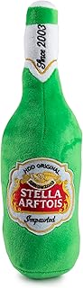 Haute Diggity Dog Stella Arftois Beer Bottle, Plush Designer Dog Toys with Interactive Squeaker, Stimulating Pet Enrichment, Machine-Washable & Safe Materials for All Breeds, One Size