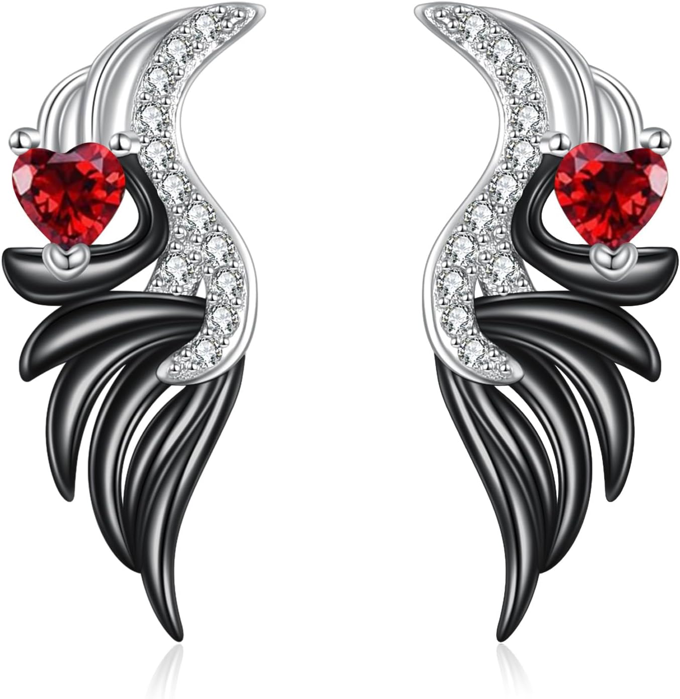 Skeleton Hand Angel Wing Earrings 925 Sterling Silver Skull Angel Wing Earrings Halloween Stud Earrings Gothic Jewelry Gifts for Women Men