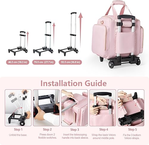 Miniatura 5 de Prokva Estuche de maquillaje con ruedas con 4 bolsas extraíbles, estuche de maquillaje profesional con ruedas, bolsa de viaje para artista de