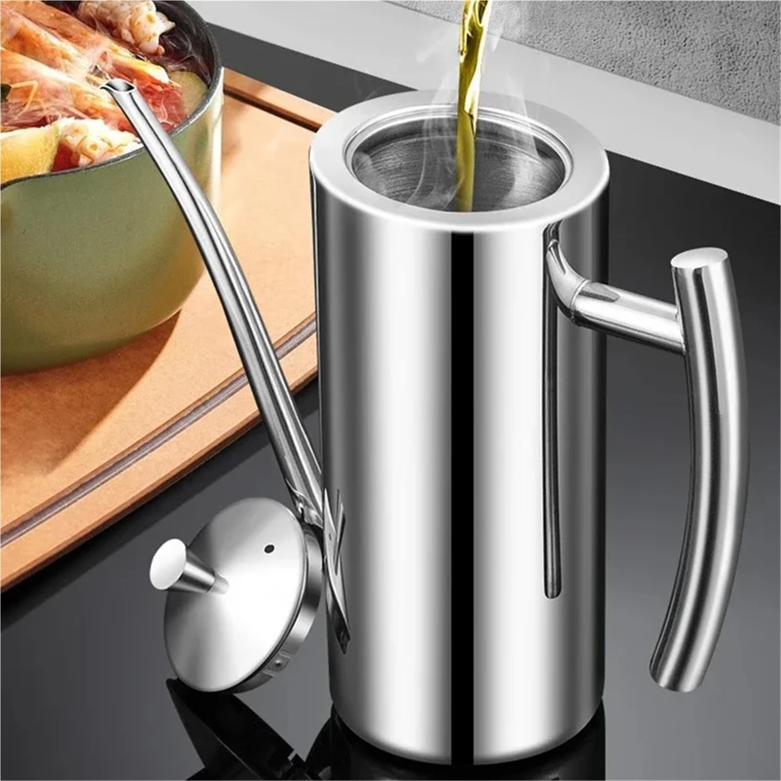 Aceitera Acero Inoxidable 500/700/1000ml 304 olla de aceite acero inoxidable contenedor almacenamiento cocina tanque a prueba polvo salsa vinagre