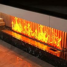 3D Water Vapor Fireplace, Water Vapour Fireplace with Flame Adjustment Feature, 9 Adjustable Colors, Ultra-Slim 3mm, Automatic Water Refill, Brushed Stainless Steel, 80cm/31.4in