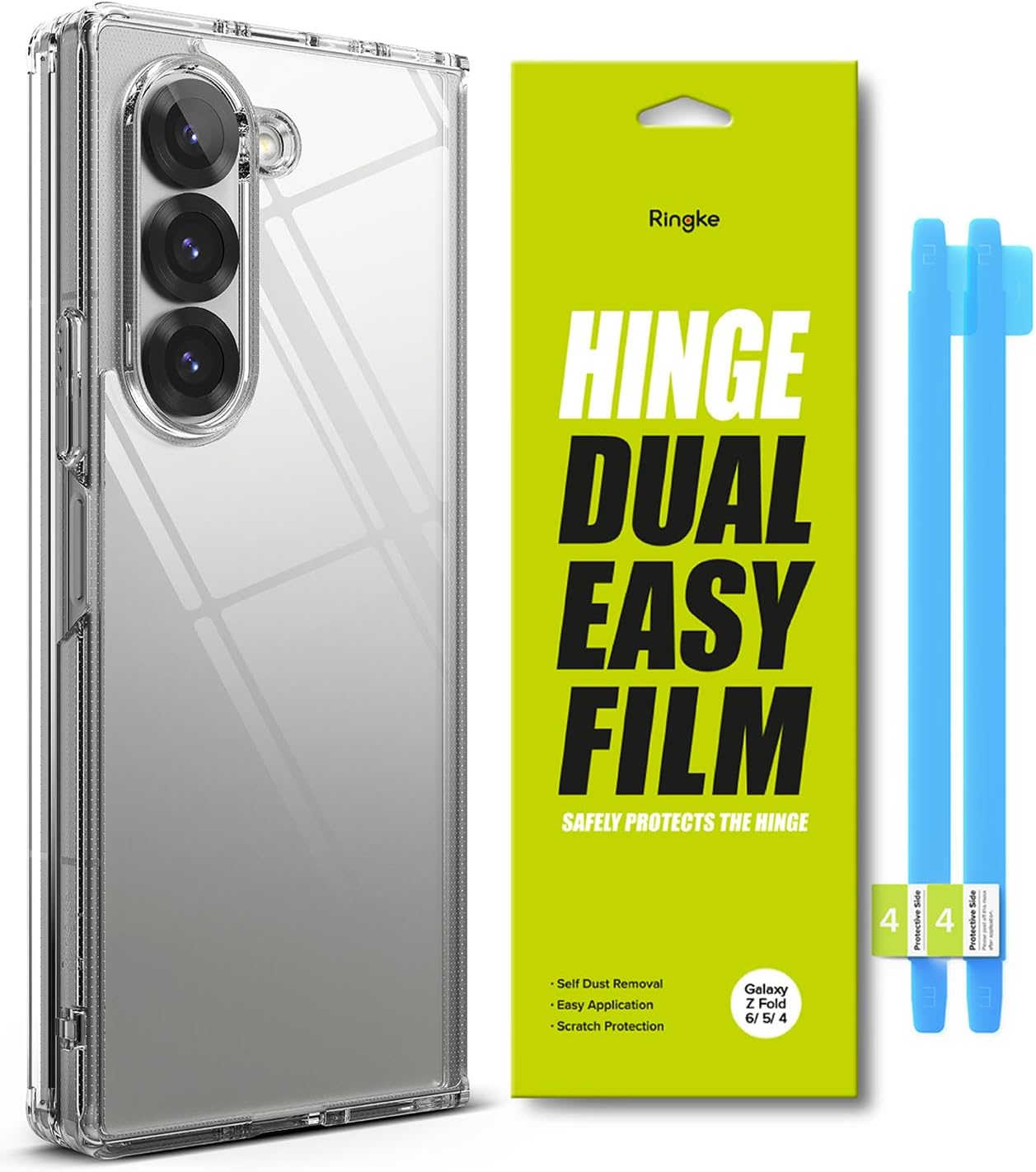 Ringke Fusion Case Compatible with Samsung Galaxy Z Fold 6 [Clear] + Hinge Dual Easy Film Compatible with Samsung Galaxy Z Fold 6