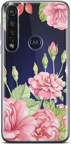 Miniatura 3 de Mertak Funda de teléfono compatible con Motorola Edge + Moto G9 G8 Plus G7 Play Power Z4 Buds diseño rosa flores de jardín ligeras cubierta flexible