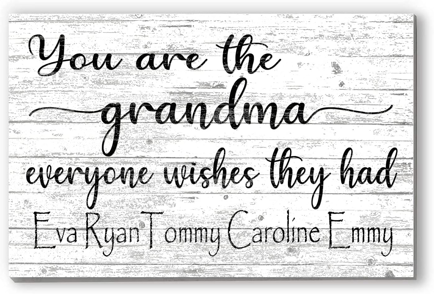 You Are The Grandma Everyone Wishes They Had Sign Custom with Names Grandmother Gift - Solid Wood - 16.5in x 10.5in (Blue)