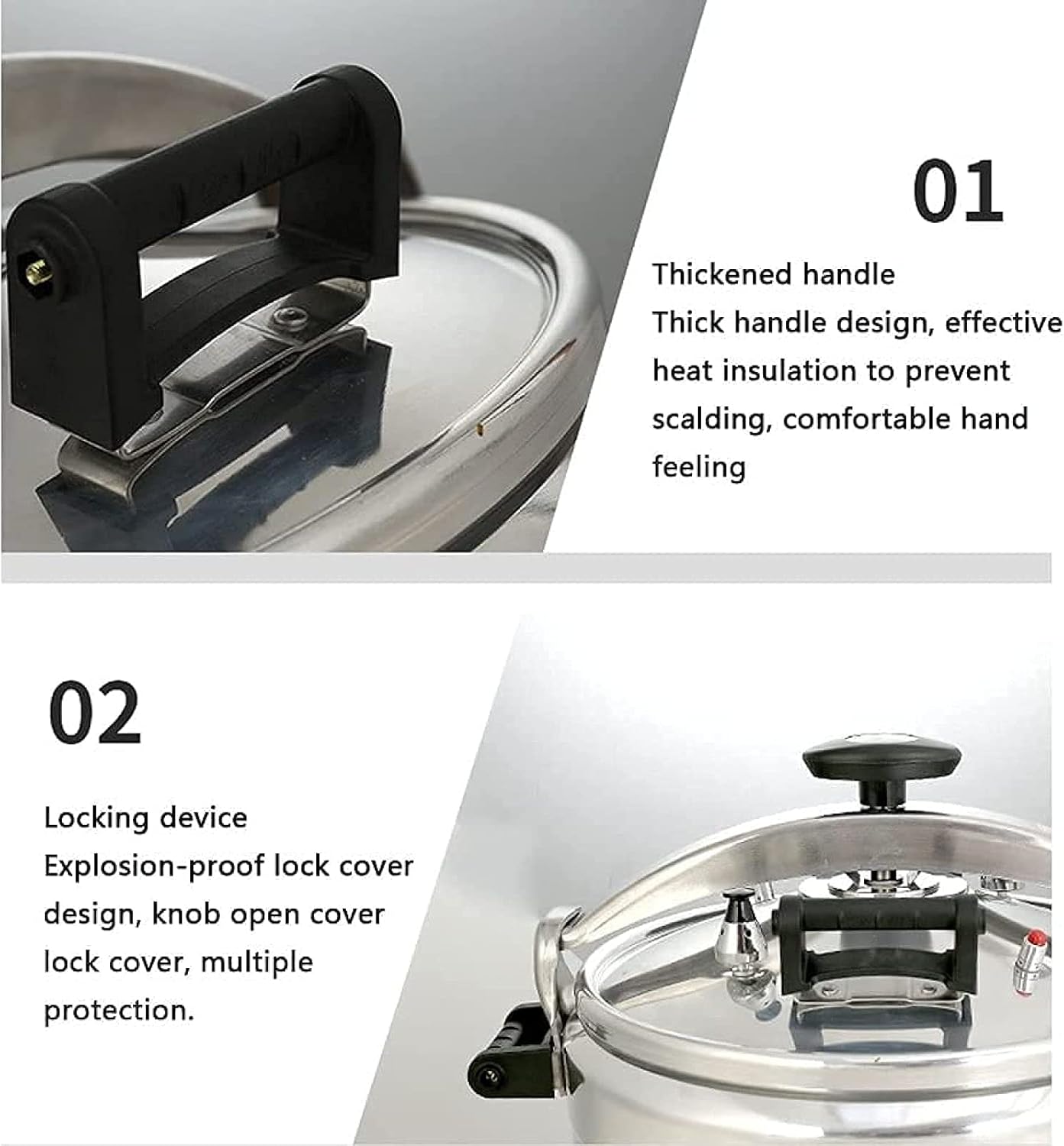 Aluminum Alloy Pressure Cooker，50-100L Large Capacity Explosion-Proof Gas High Pressure Cooking for Large Canteen Hotel Restaurant School (Color : Silver, Size : 100L)