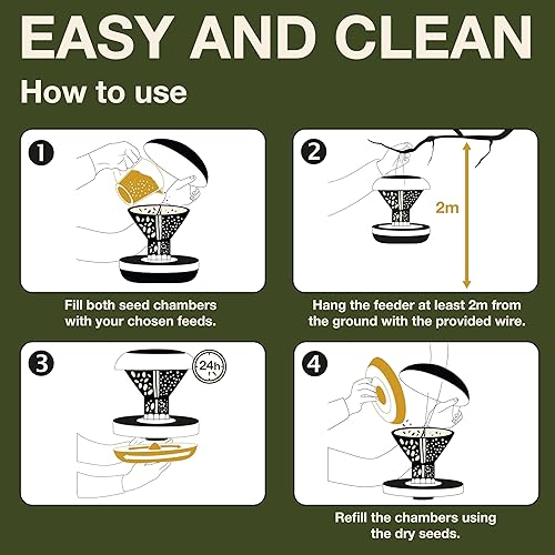Miniatura 7 de SWISSINNO Comedero para pájaros sin desorden Davos Smart Birds  Comedero para pájaros sin derrames para exteriores  a prueba de ratones y ratas