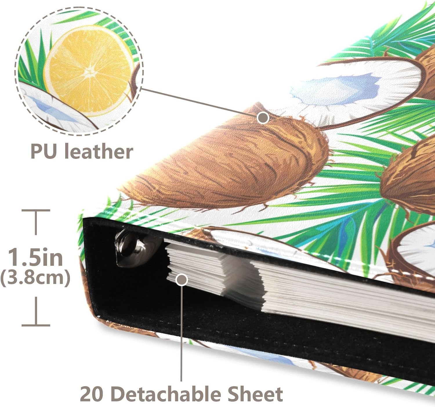 JIPONI Coconut Large Photo Album, DIY Leather Cover Scrapbook Albums for 4x6 5x7 6x8 Pictures, Self Adhesive Memory Book for Wedding, Baby, Family