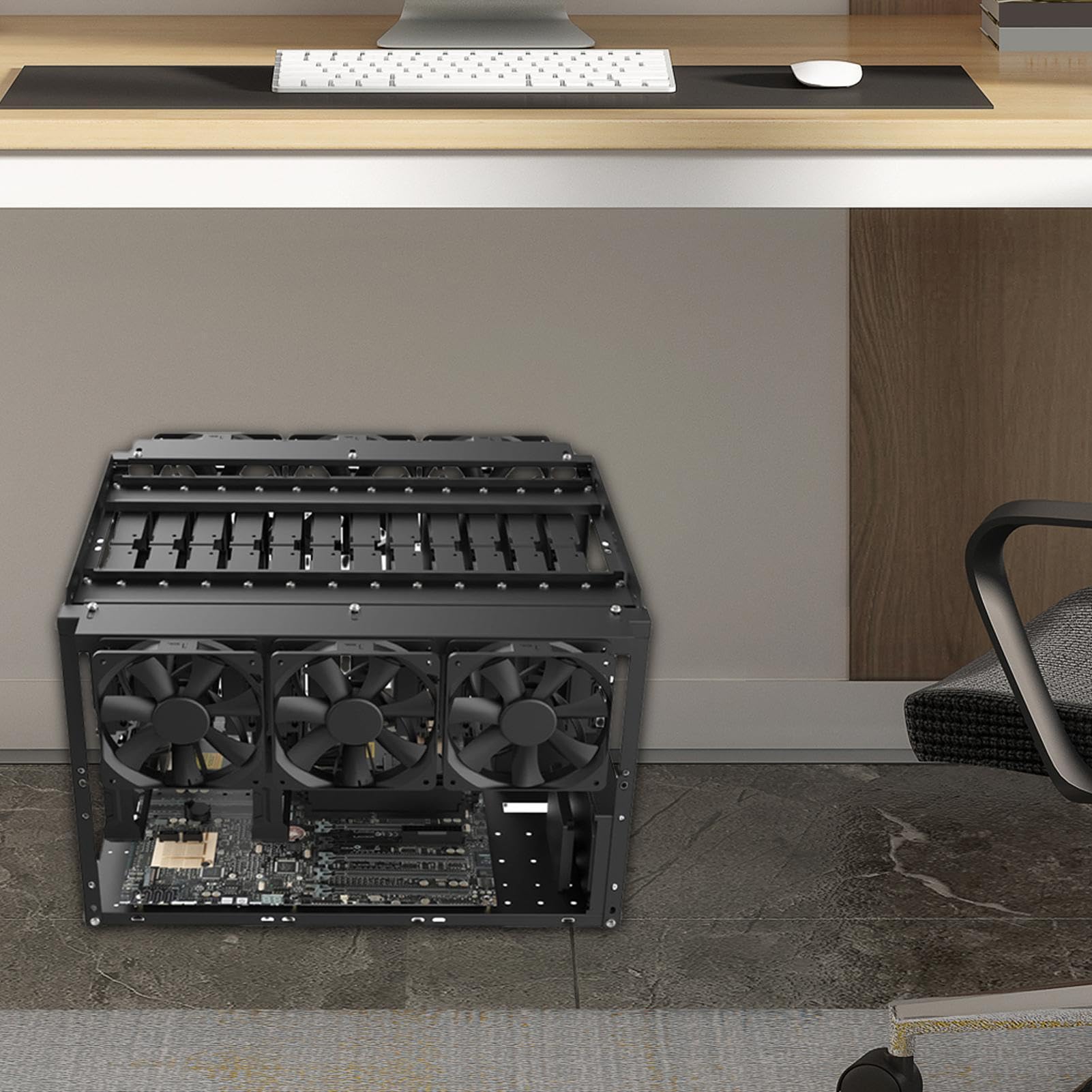 Carcasa de minería - Marco de PC de ordenador, carcasa de escritorio | apilable, soporte para criptomonedas, plataforma de aluminio al aire | Para profesional Componentes de hardware para