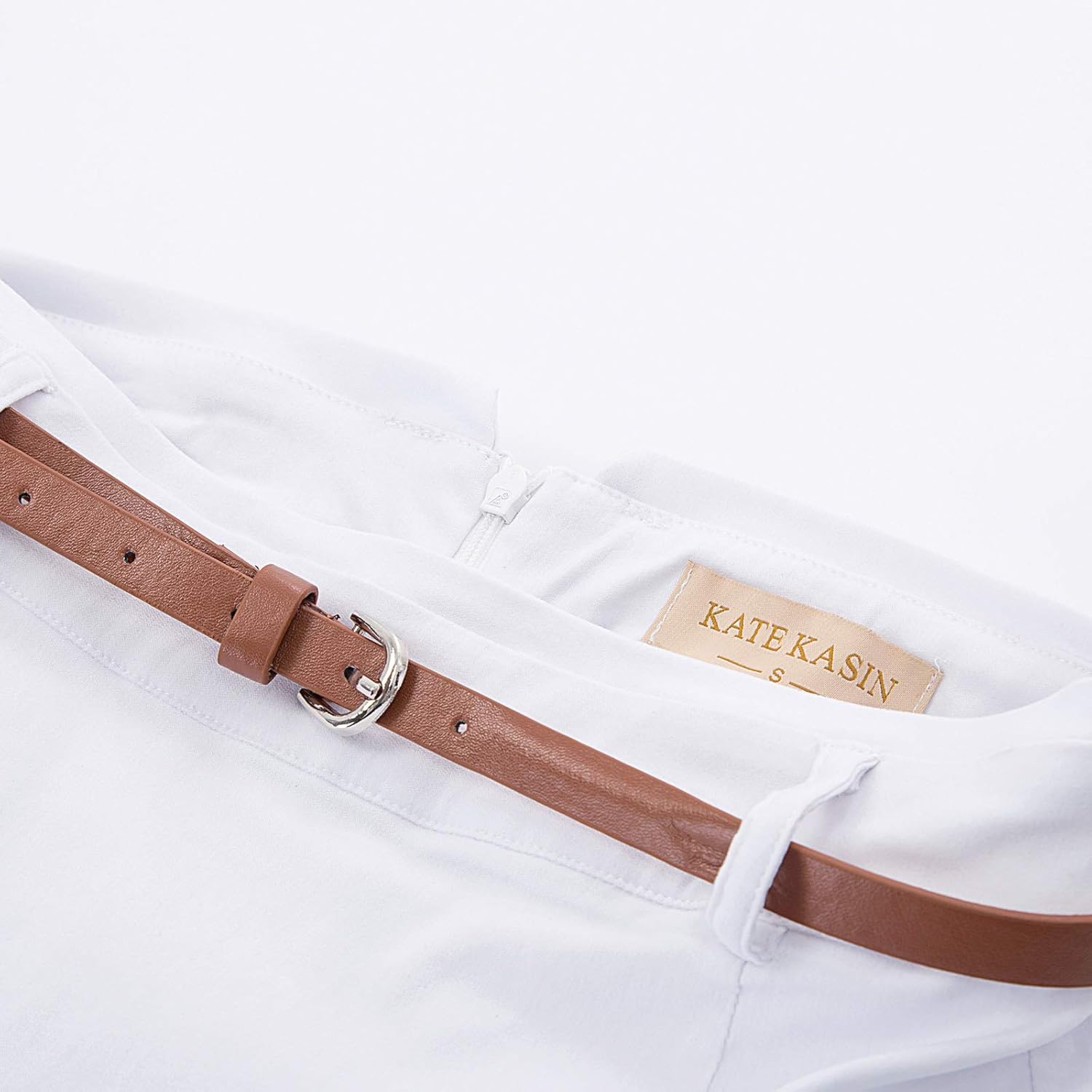 Kate Kasin Women's Bodycon Pencil Skirt with Belt Solid Color Hip-Wrapped - Image 2