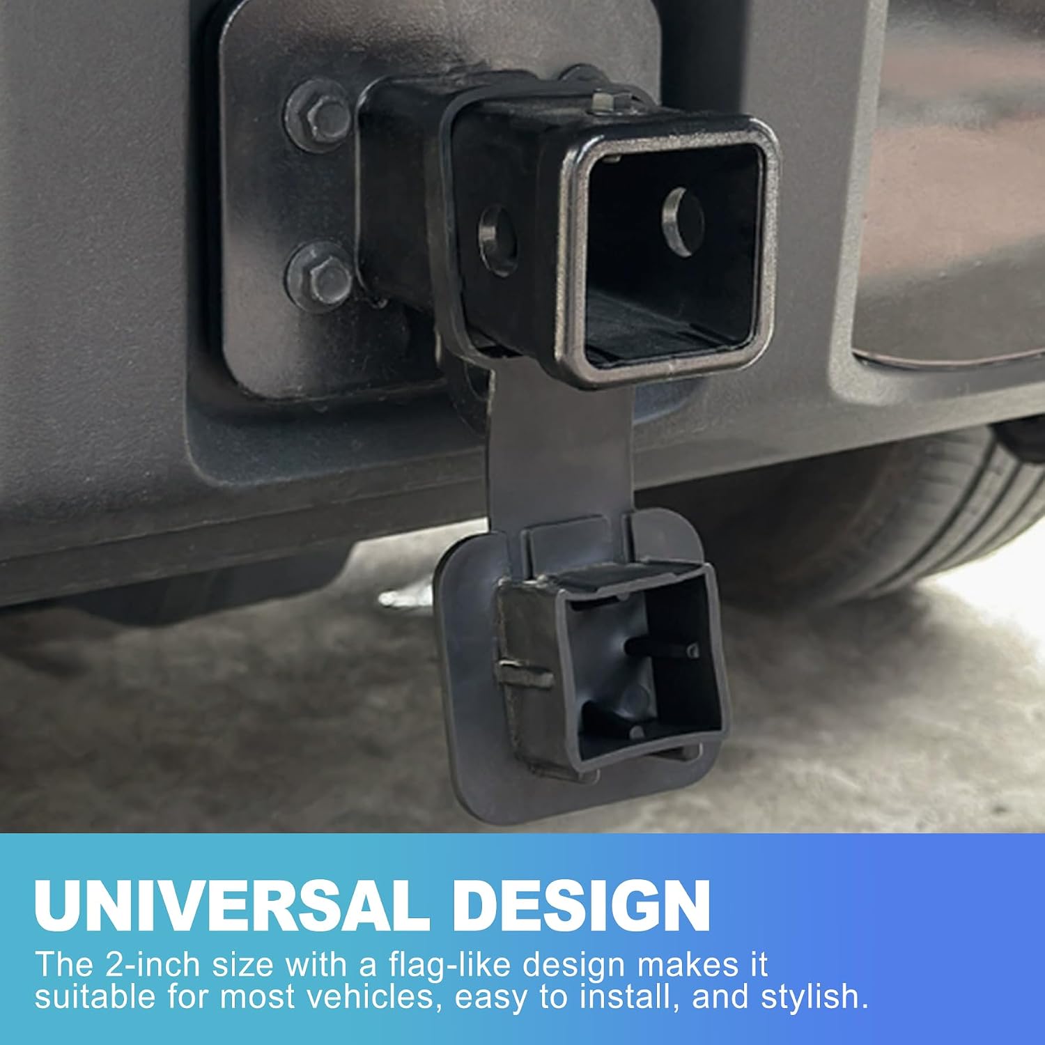 CoguZed 2 Inch Trailer Hitch Cover with Keeper Strap, Universal Fit for 2" Receivers, Car & Truck Exterior Accessories Universal Towing Tube Insert Protector, Black