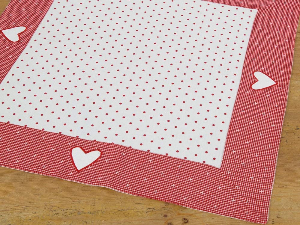 matches21 - Set di tovagliette in tessuto, motivo casa di campagna Premium Lina, mix di tessuti e cuori, 33 x 48 cm, 1 pezzo, rosso