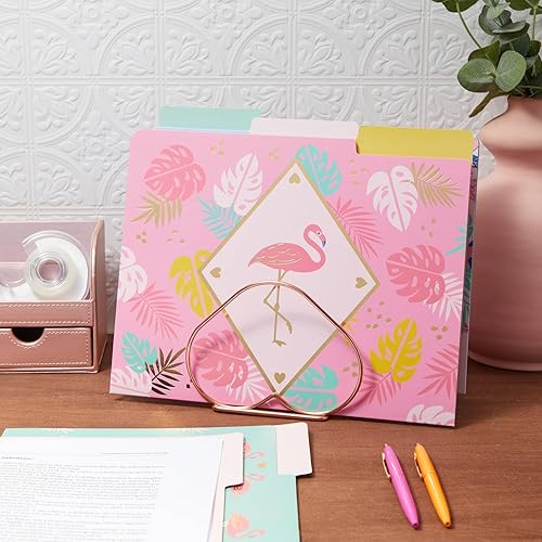 Miniatura 10 de Carpetas decorativas tropicales con pestañas de corte de 13, tamaño carta (paquete de 12)