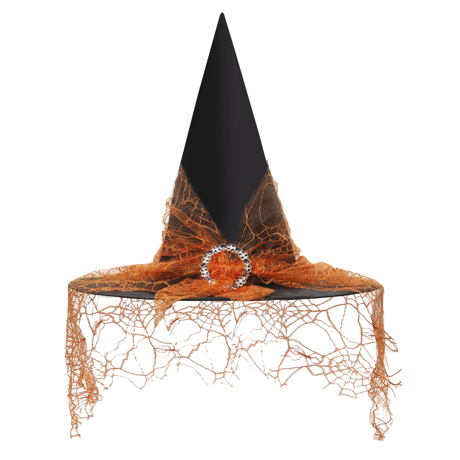 LJCZKA Witch Hats for Women, Large Wicked Witch Hat Wide Brim, Black Pointed Wizard Hat for Halloween Party Cosplay