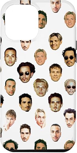 iPhone 13 Pro Max Backstreet Boys - Carcasa blanca con caras repetidas