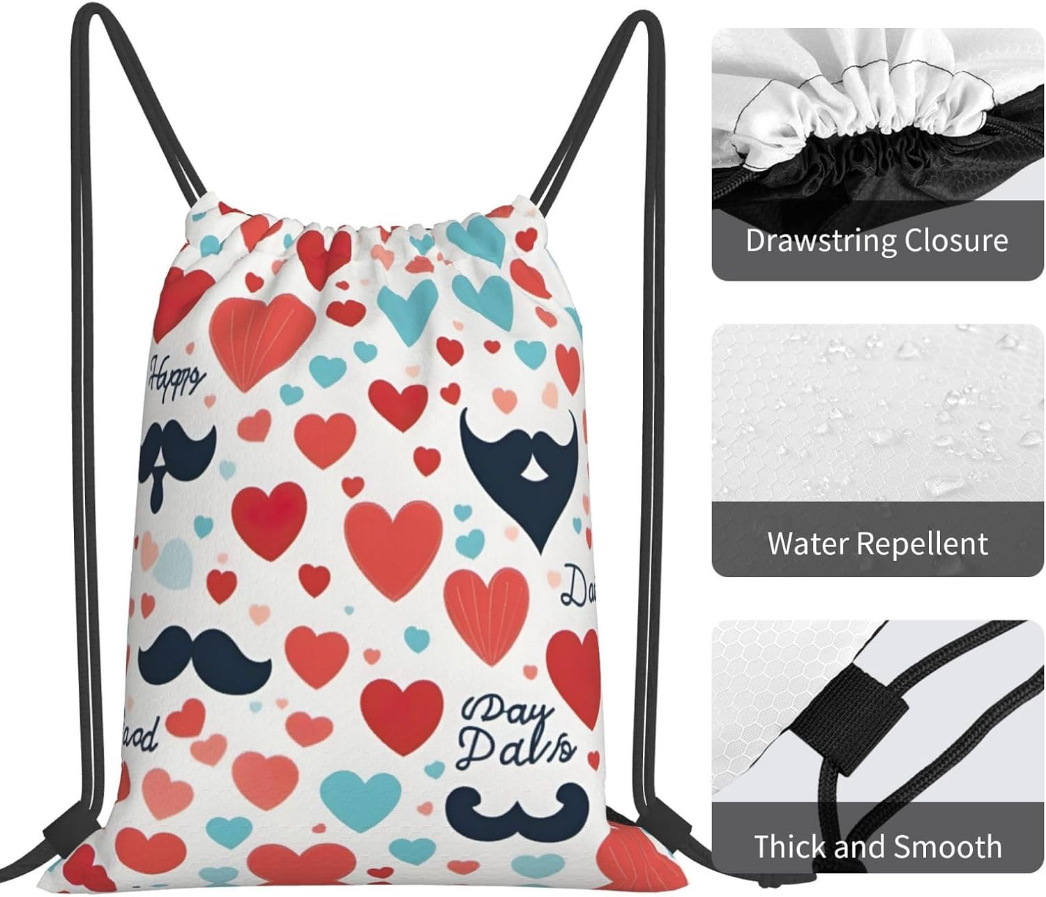 Fathers Day Love Dad Print Drawstring Backpack Bags Bulk Sports Cinch Sack Gym String Bags String Backpack For Men Women