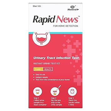 UTI Home Detection Test Kit By Mankind| Easy-to-Use Urine Infection Detection Test | Result in 5 Mins | Track Leukocytes, Nitrites
