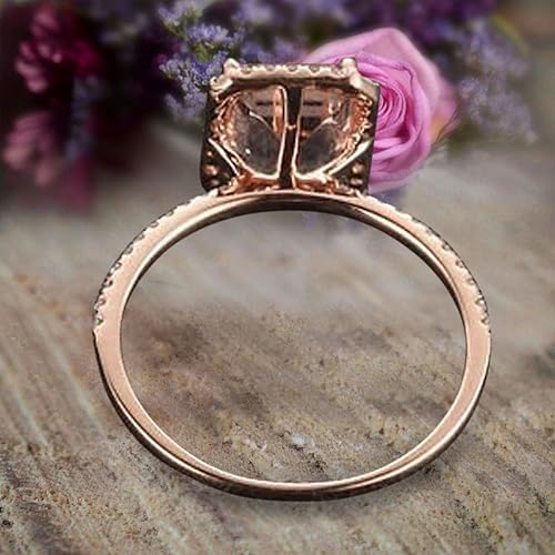 Miniatura 2 de Limited Time Sale 1.50 Carat Emerald Cut Morganite and Diamond Halo Engagement Ring in 10k Rose Gold