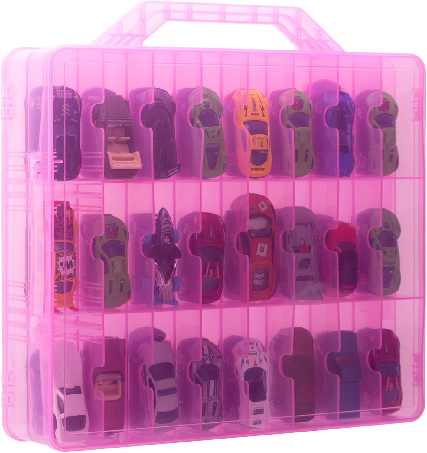 KISLANE Double Sided Toy Car Storage Case for 48 Hot Wheels