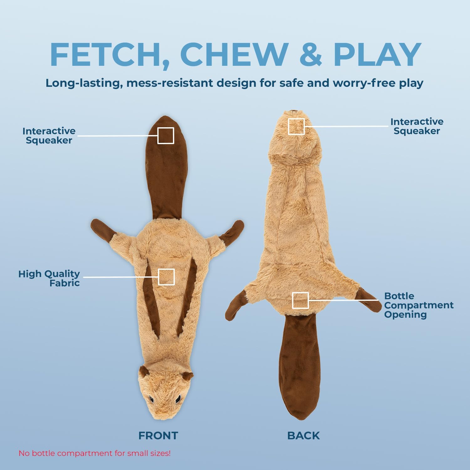 Best Pet Supplies 2-in-1 Stuffless Squeaky Dog Toys with Soft, Durable Fabric for Small, Medium, and Large Pets, No Stuffing for Indoor Play, Holds a Plastic Bottle - Squirrel, Medium Medium Brown Snow Leopard image 3 of 6 B00GMSMPM0