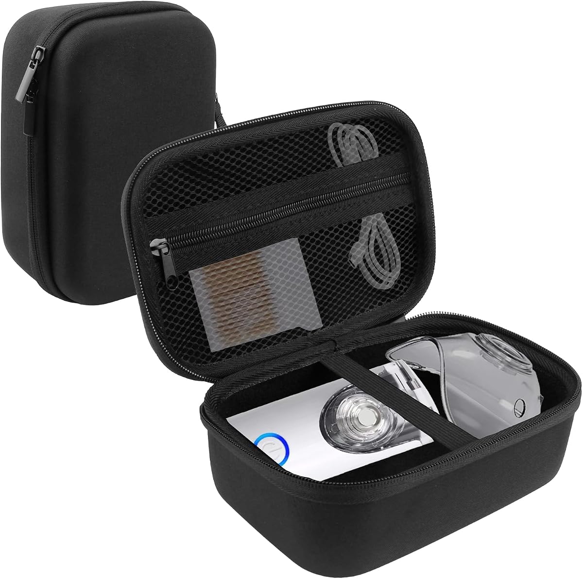 Estuche de transporte para máquina nebulizadora inhaladora portátil (solo estuche) | Estuche rígido para nebulizador portátil, bolsa espaciadora para inhalador de asma de viaje para almacenamiento (negro)