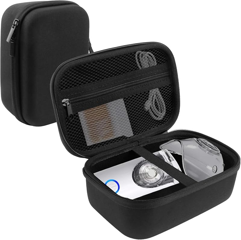 Estuche de transporte para máquina nebulizadora inhaladora portátil (solo estuche) | Estuche rígido para nebulizador portátil, bolsa espaciadora para inhalador de asma de viaje para almacenamiento (negro)
