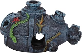 Glomora Aquarium Shipwreck Ornament, Resin Fish Tank Decor, Reptile Hideout, Compact Size for Garden Aquariums