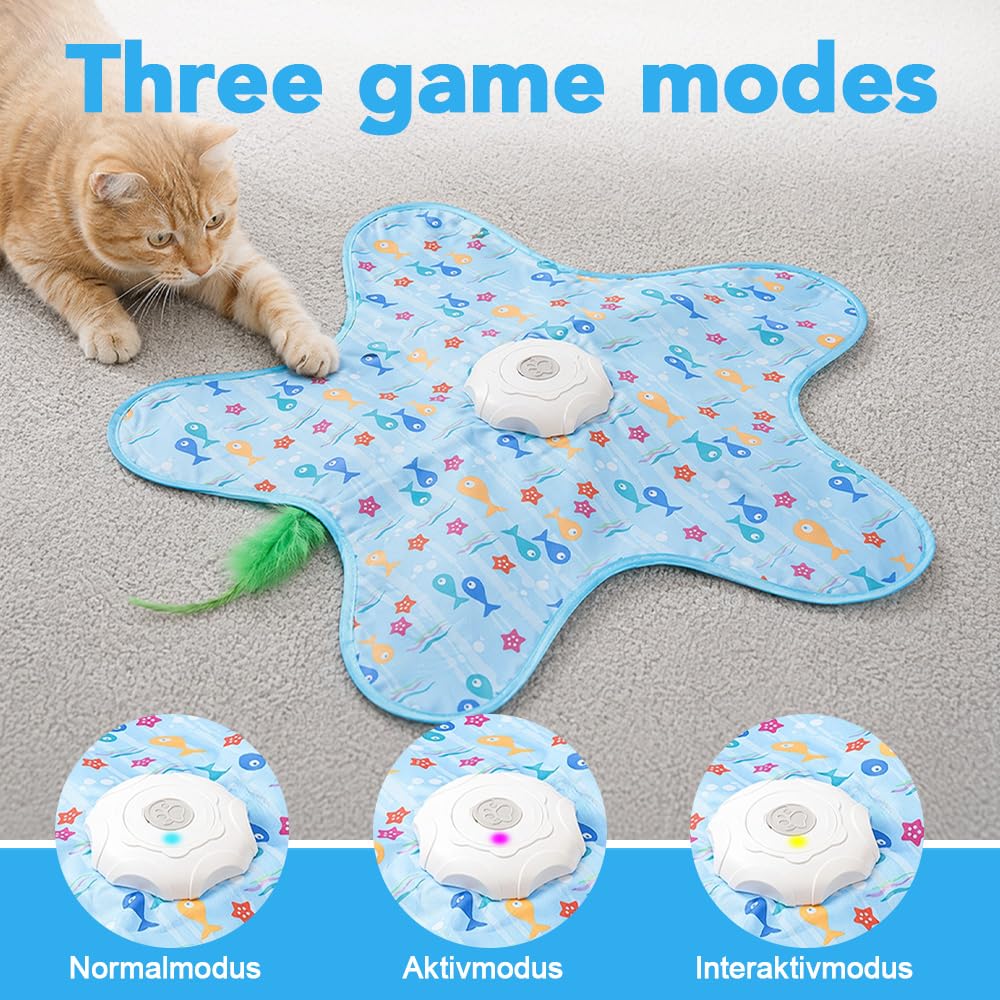 Interaktives Katzenspielzeug mit Federautomatik, Katzenspielzeug Elektrisch mit Versteckspiel, Interaktives Katzenspielzeug Selbstbeschäftigung für Katzen und Kätzchen, Wiederaufladbar 3 Spielmodi
