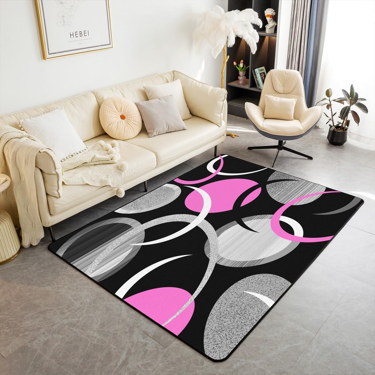 Feelyou Gray Black Indoor Floor Mat for Kids Boys Girls Area Rug 5x7 Modern Art Living Room Rugs Ultra Soft Abstract Accent Rug Art Decor Decorative Rug Doormats Floor Mat