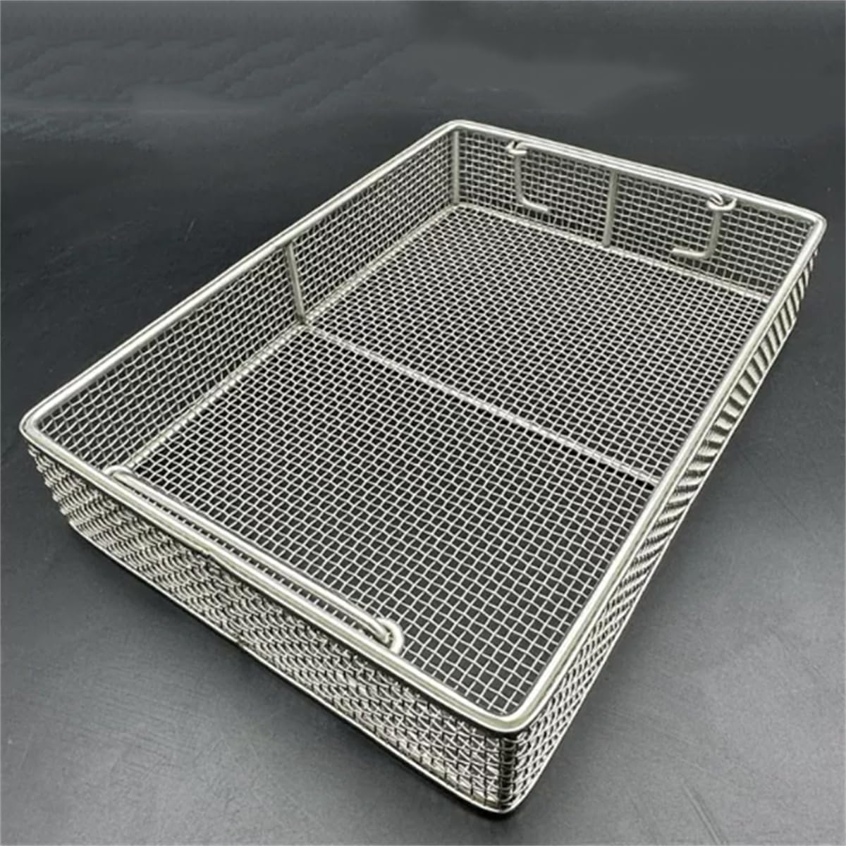 Cesta de esterilización de Acero Inoxidable 304 con Tapa, cestas para la esterilización de Instrumentos médicos, Bandeja para Instrumentos y cestas de Malla Perforada,50×30×20 cm