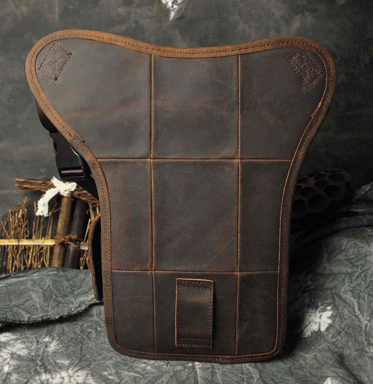 Le'aokuu Hombres Cuero Genuino Bolso Cintura Bolsa de Pierna Bolsa para Hombres Bolso Multifuncional Militar Táctico Moto Bicicleta Senderismo Deportes Camping Montar 3106