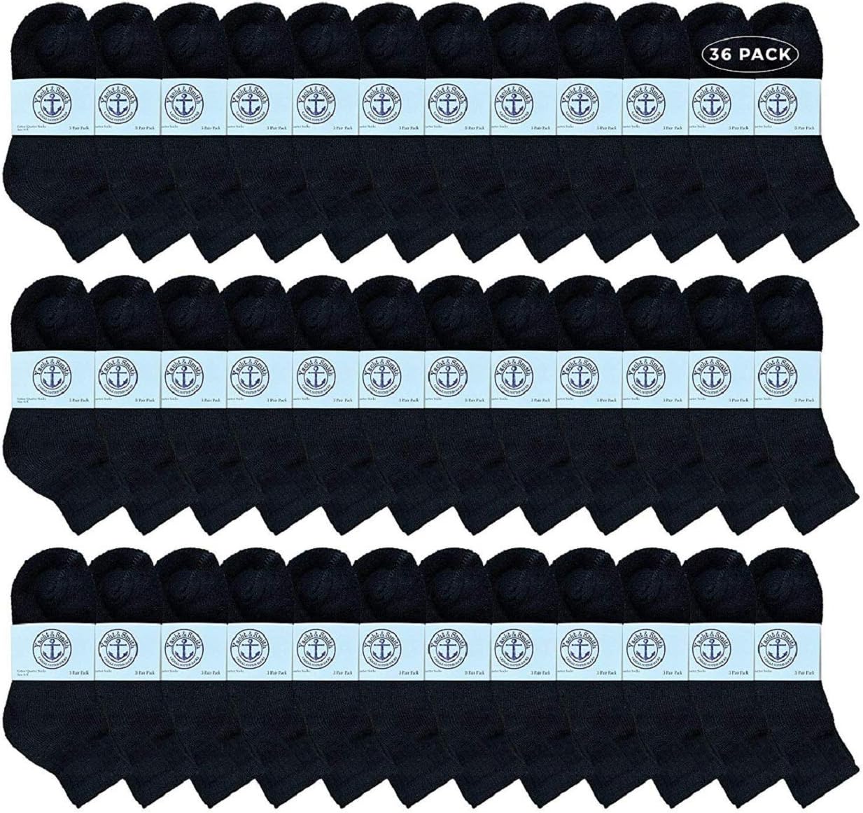36 Pairs Of Yacht & Smith Wholesale Kids Mid Ankle Socks, Cotton Bulk Sport Ankle Socks Size 6-8