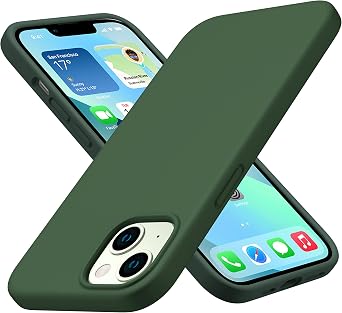 CellEver Heavy-Duty Silicone Case for iPhone 13 - Military Drop Protection, Elevated Screen & Camera Protection, Scratch-Free Interior, Dark Green