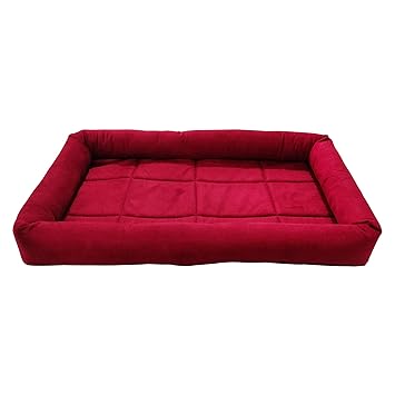 Hiputee Rectangular Soft Velvet Pad Bed for Dogs & Cats (Small, Red)