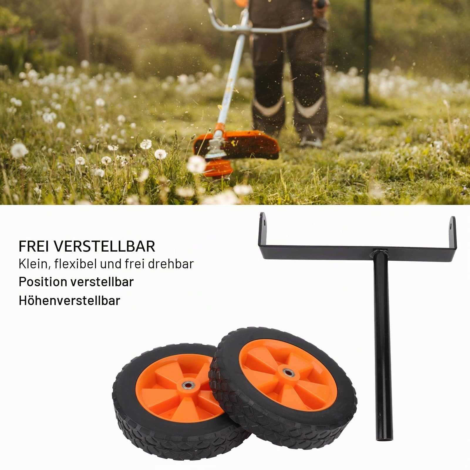 Rasentrimmer Einstellbares Hilfsrad Elektrische Freischneider Stützradbefestigung für 26 mm 28 mm Achsrohre Rasenmäher