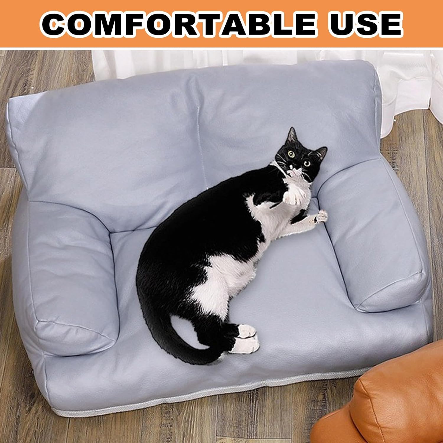 Pet Sofa Bed - Couch Soft Cat Dog Couch, Cat Dog Sofa with Non Slip Bottom, Simplicity Cat Couches for Indoor Cats for Medium Small Cats and Dogs(Gray,Large)