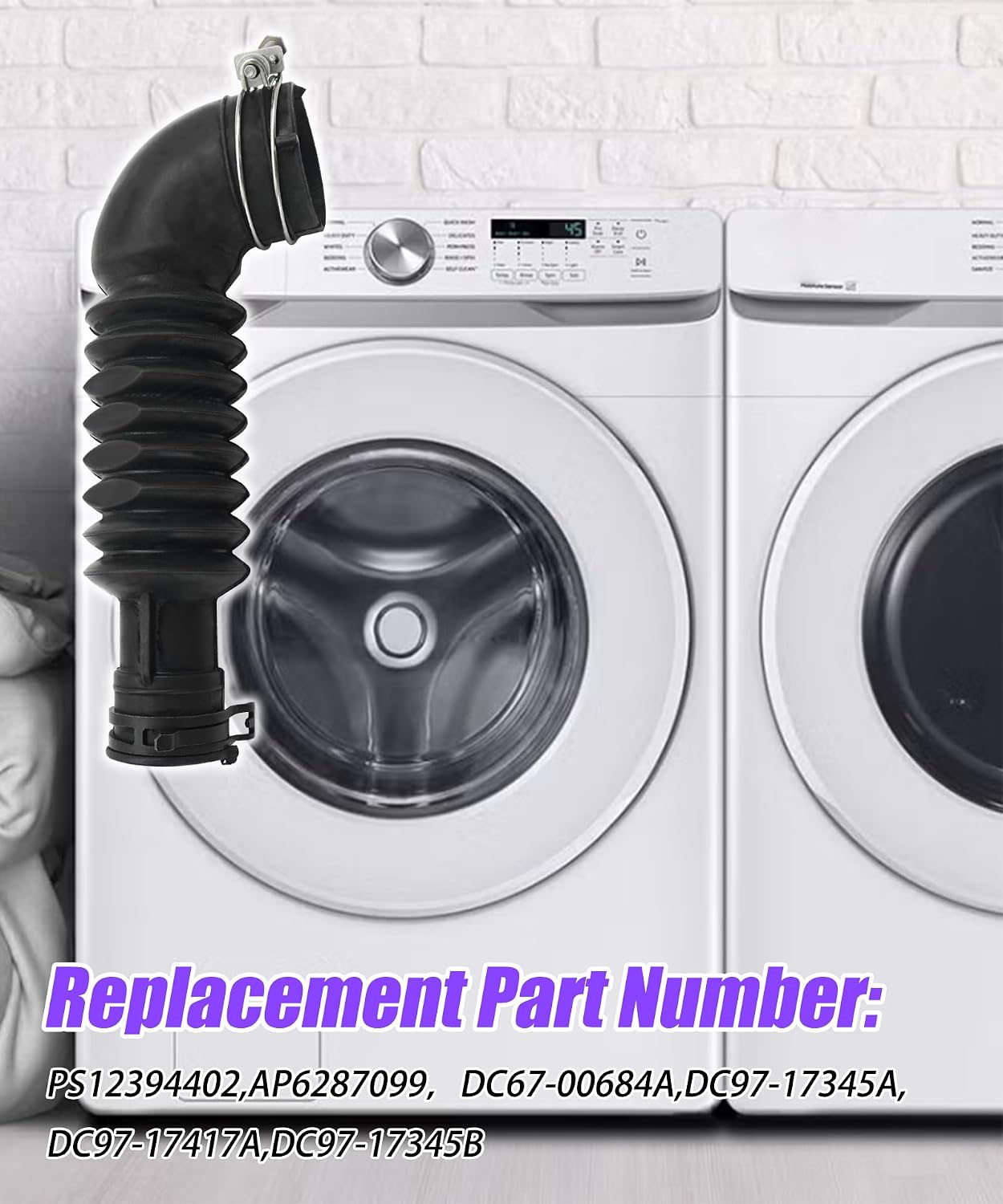 DC97-17345B Washer Drain Hose Compatible With Sam-sung Washing Machine,Replace #DC67-00684A,DC97-17345A,DC97-17417A,DC97-17345B,PS12394402,AP6287099