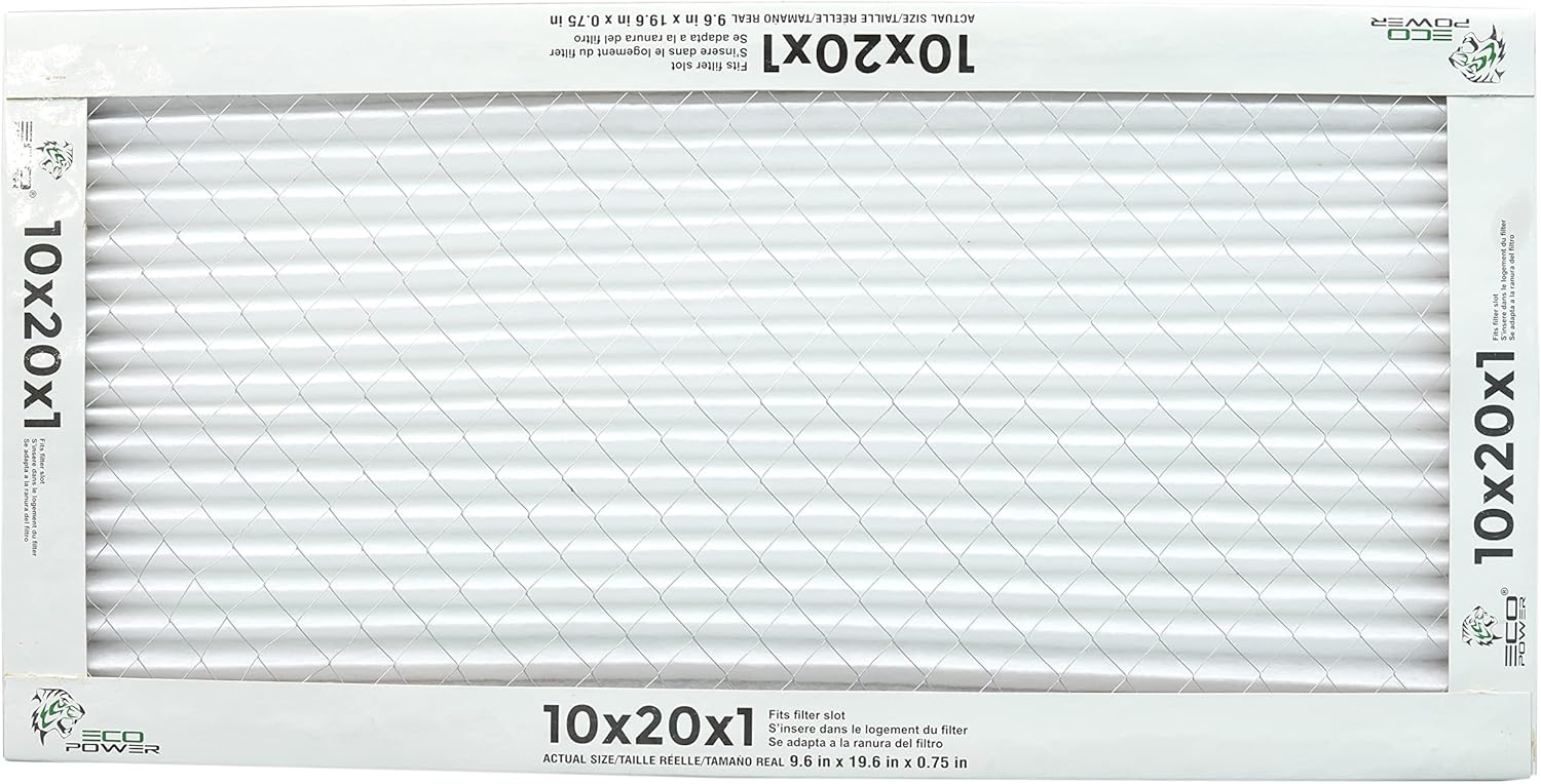 ECOPOWER 10x20x1 Air Filter MERV 8 (4Pack), Pleated HVAC AC Furnace