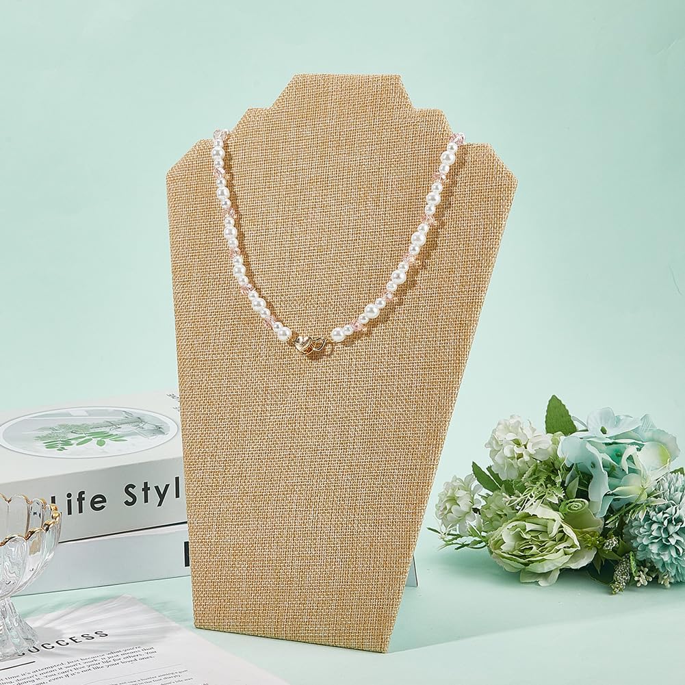 Beebeecraft 2Pcs Khaki Paperboard Necklace Display Jewelry Display Jewelry Bust Stand for Selling and Shows