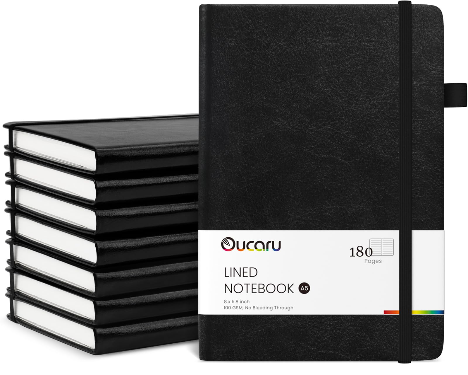 Oucaru Lined Journal Notebook, 8 Pack, 180 Pages, A5 Journals for Writing, 100 GSM Thick Paper, Small Notebooks Daily Journal for Women Men Work, Business, School, Travel Supplies